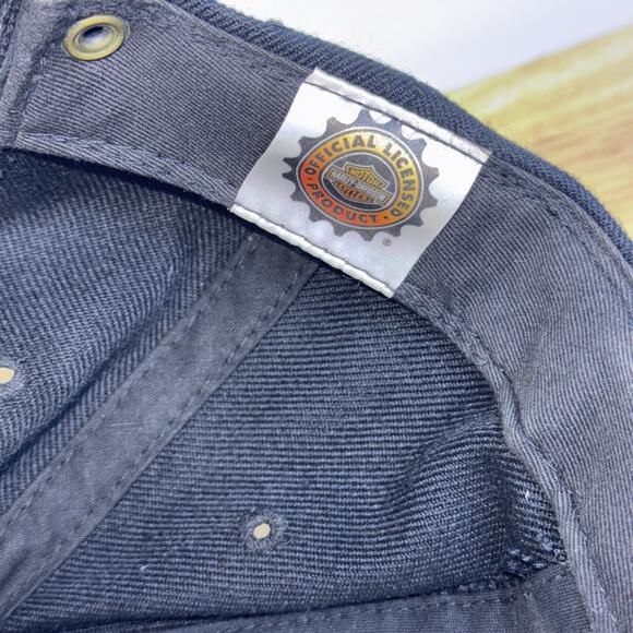 Vintage Harley Davidson Hat Cap Strap Back Black Ride Like The Wind Wool Leather - Picture 10 of 11